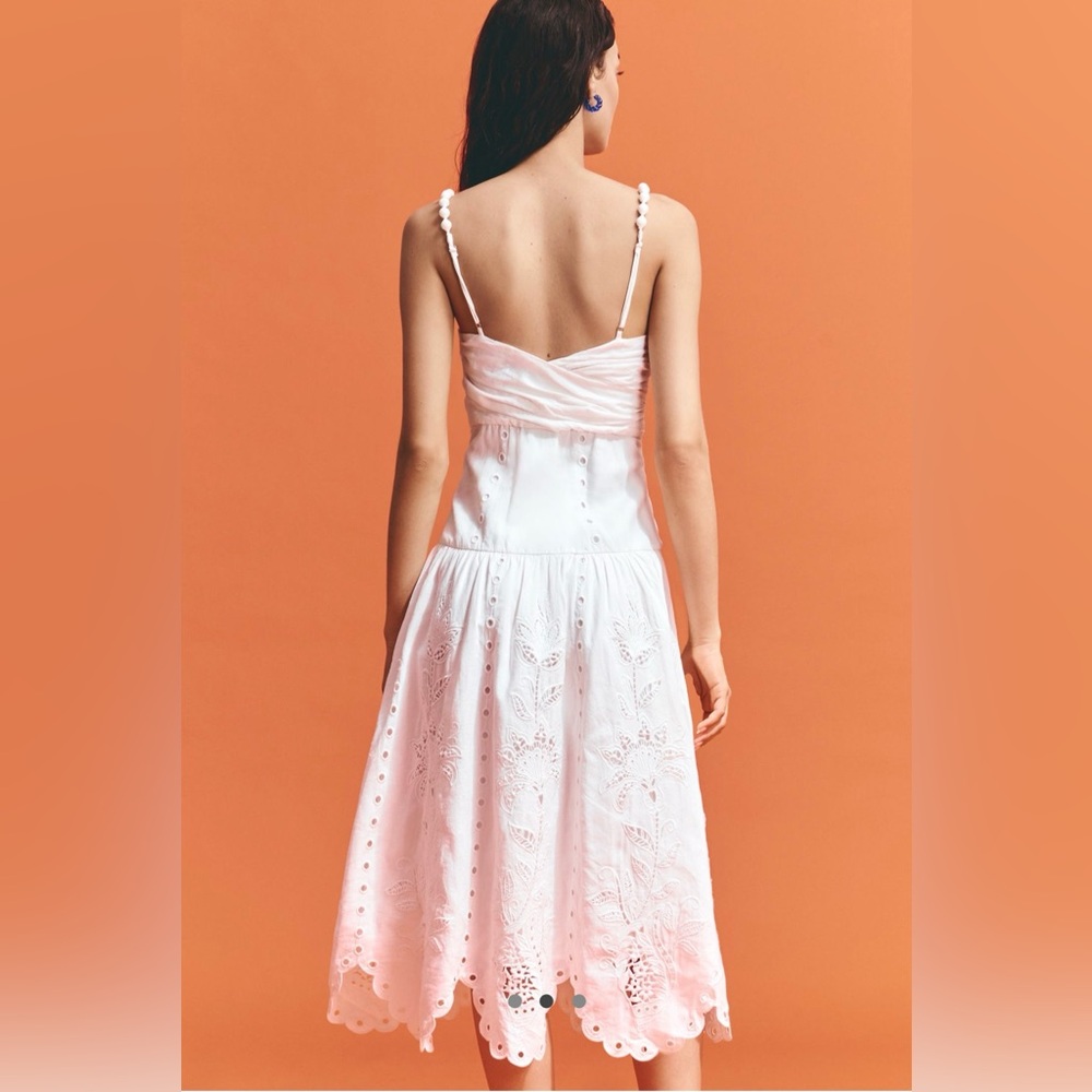 Farm Rio Richilieu Embroidered Linen-Blend Midi Dress- Engagement•Bridal•Wedding - Picture 5 of 17